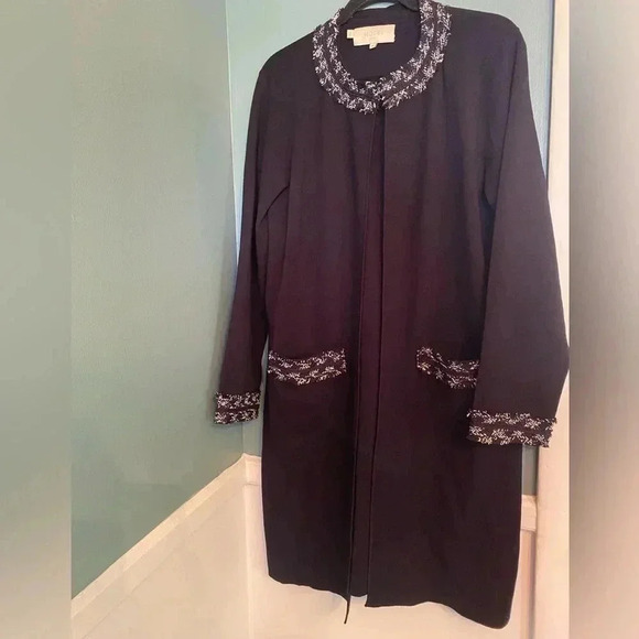 Hobbs London navy blonde long open cardigan - XL - trim - great condition - Picture 1 of 6